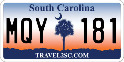 SC license plate MQY181