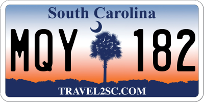 SC license plate MQY182