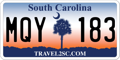 SC license plate MQY183