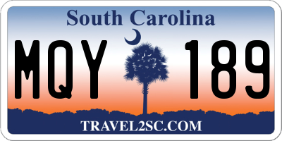 SC license plate MQY189