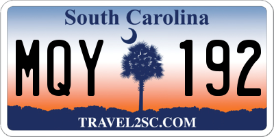 SC license plate MQY192