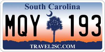 SC license plate MQY193