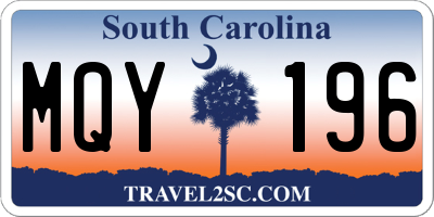 SC license plate MQY196