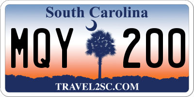 SC license plate MQY200