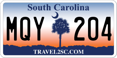 SC license plate MQY204