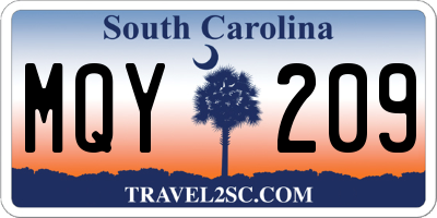 SC license plate MQY209
