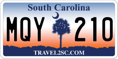 SC license plate MQY210