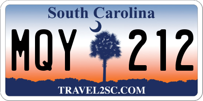 SC license plate MQY212
