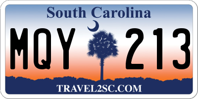 SC license plate MQY213