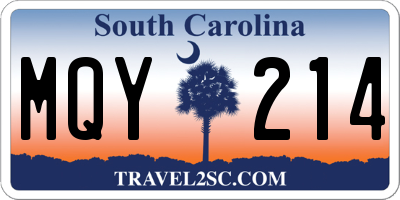 SC license plate MQY214