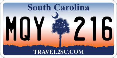 SC license plate MQY216
