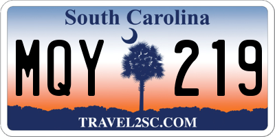 SC license plate MQY219