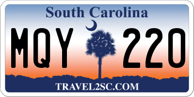SC license plate MQY220