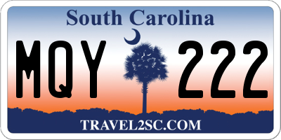 SC license plate MQY222