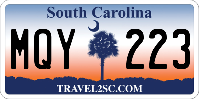 SC license plate MQY223