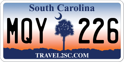 SC license plate MQY226