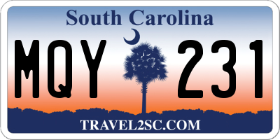 SC license plate MQY231