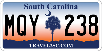 SC license plate MQY238