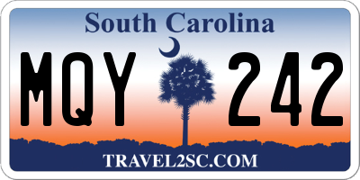 SC license plate MQY242