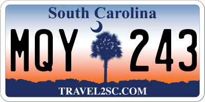SC license plate MQY243