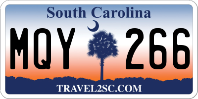 SC license plate MQY266