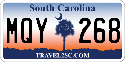 SC license plate MQY268