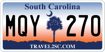 SC license plate MQY270