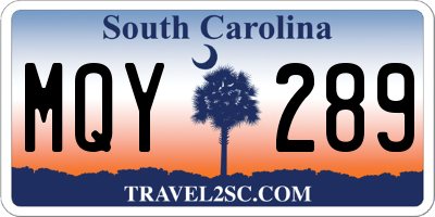 SC license plate MQY289