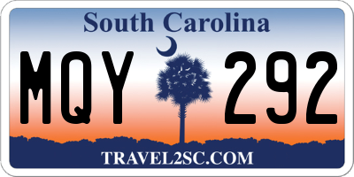 SC license plate MQY292
