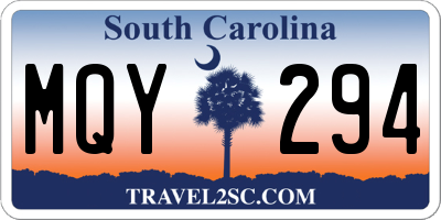 SC license plate MQY294