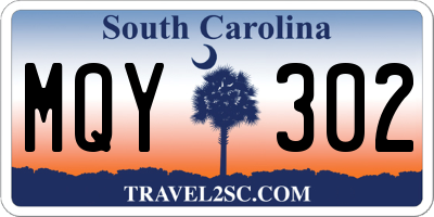 SC license plate MQY302