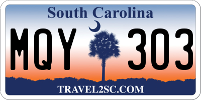 SC license plate MQY303