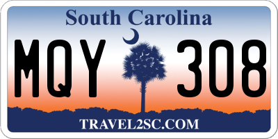 SC license plate MQY308