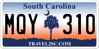 SC license plate MQY310