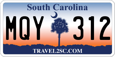 SC license plate MQY312