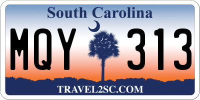 SC license plate MQY313