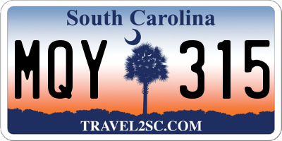 SC license plate MQY315