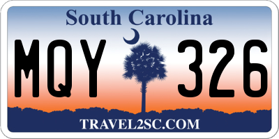 SC license plate MQY326