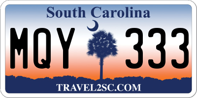 SC license plate MQY333