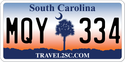 SC license plate MQY334