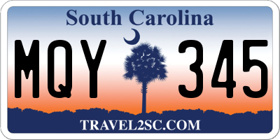 SC license plate MQY345