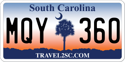 SC license plate MQY360