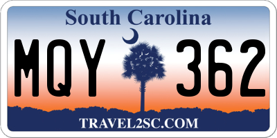 SC license plate MQY362