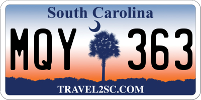 SC license plate MQY363