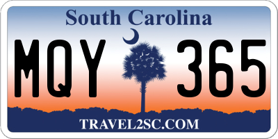 SC license plate MQY365