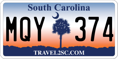 SC license plate MQY374