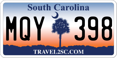 SC license plate MQY398