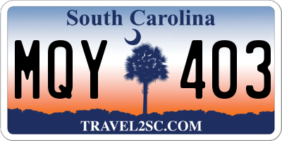 SC license plate MQY403