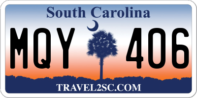 SC license plate MQY406