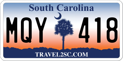SC license plate MQY418